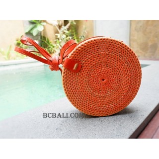 circle sling bags fashion handmade rattan